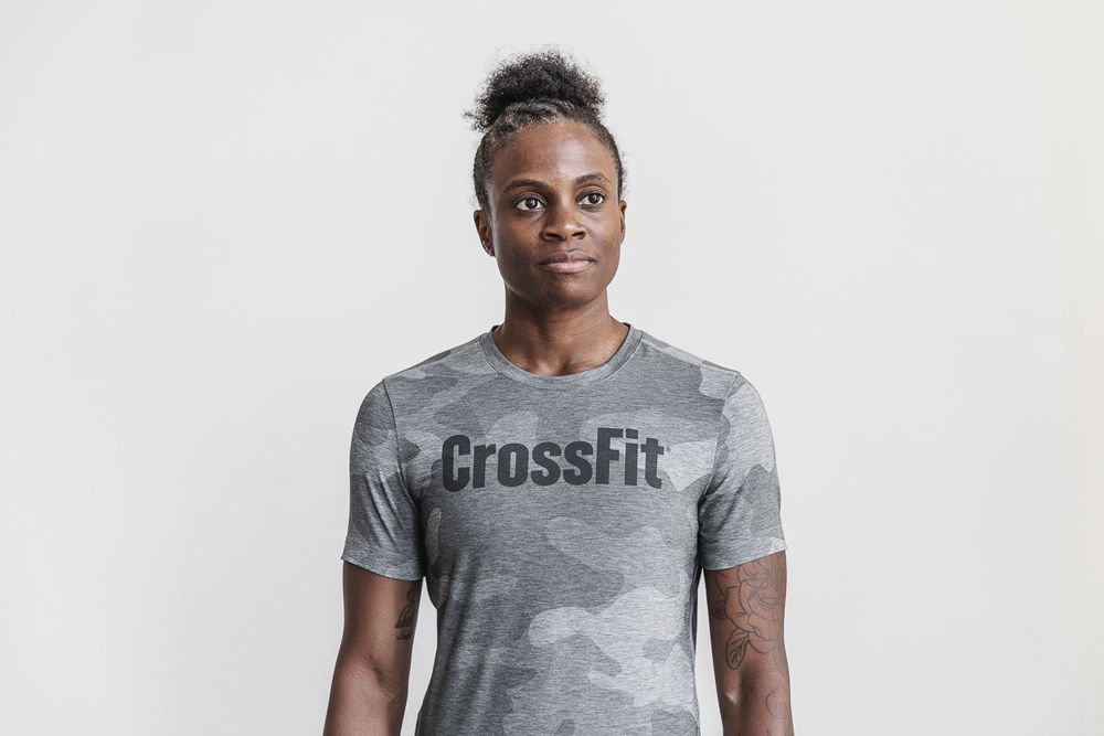 T-Shirts NOBULL Femme Grise Camouflage - NOBULL Crossfit®,France (7830-EHOYA)